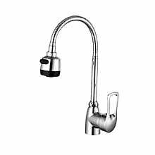 Смеситель FRUD R42055-1 кухня гибкий излив, керам.картридж,алюминий,хром,гайка 
