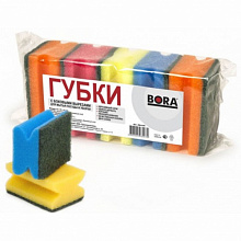 Губка д/посуды "BORA","Горница" с абраз.слоем 5шт