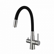 Смеситель для кухни KITCHEN AV9008S с гибким изливом цвет нержавеющая сталь цвет излива черный 